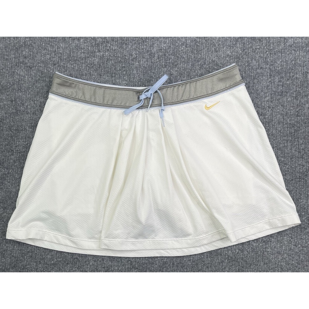 Nike Tennis Skort Womens Small White Gray Pleated‎ Athletic Fit Dry Skirt